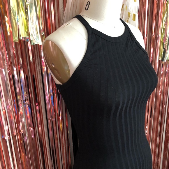 Black Sheer Knit Slit Dress - Picture 3 of 7